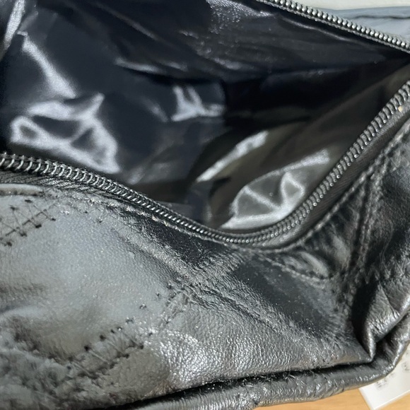 NWT Quilted Black Leather Crossbody Bag Vintage Diamond Stitch Shoulder Purse - Picture 11 of 16